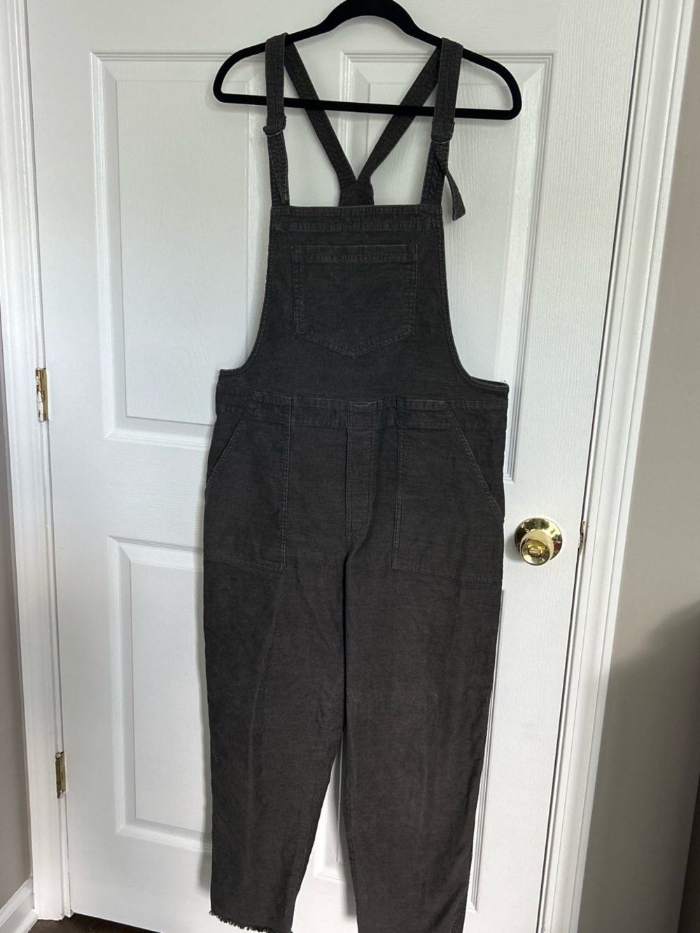 Aerie Charcoal Gray Corduroy Overalls